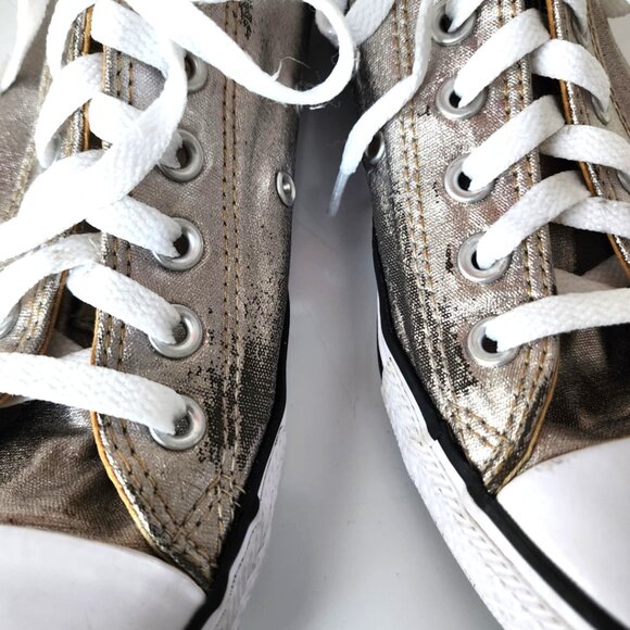 Converse silver canvas Chuck Taylor All Star low top sneakers - Picture 5 of 15